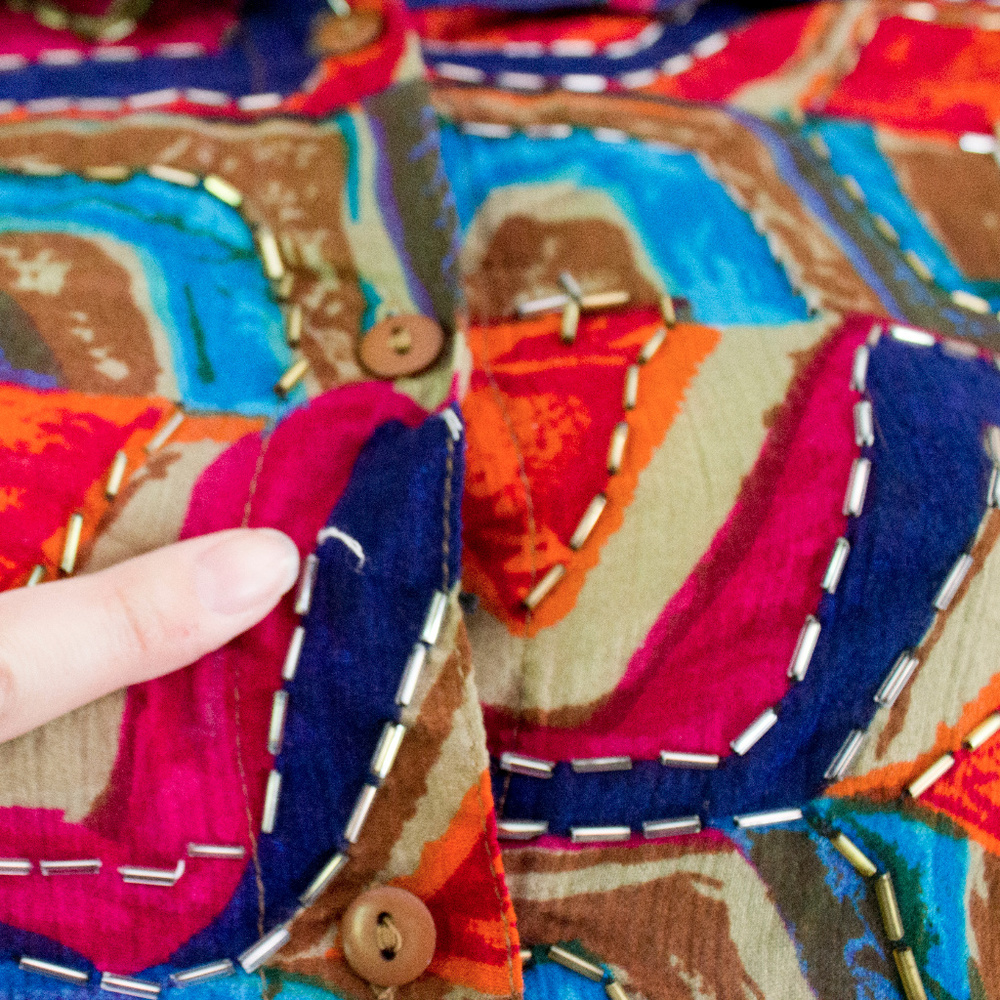 SOLD! 80s Patterned Romper style 2 piece outfit - Picture 7 of 8